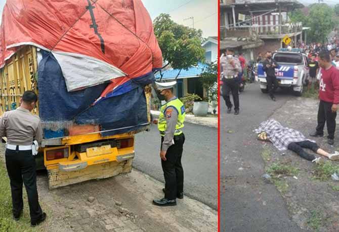 Kecelakaan Truk Bermuatan Tak Kuat Nanjak Lalu Mundur Hantam Pemotor hingga Tewas di Purwosari Pasuruan